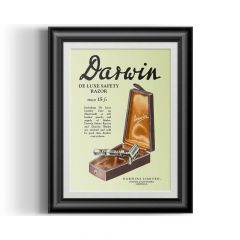 Barba Prints - Darwin De Luxe Safety Razor Colorized Ad A4